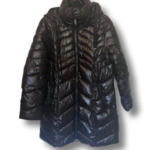 Sam Edelman black hooded puffer jacket, size L